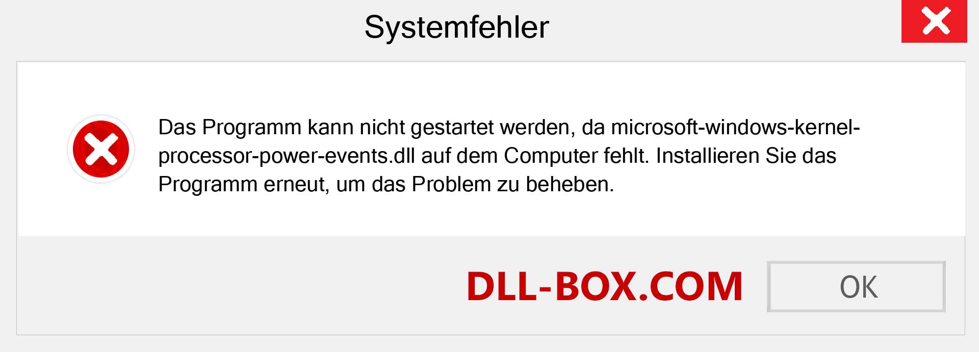 microsoft-windows-kernel-processor-power-events.dll-Datei fehlt?. Download für Windows 7, 8, 10 - Fix microsoft-windows-kernel-processor-power-events dll Missing Error unter Windows, Fotos, Bildern